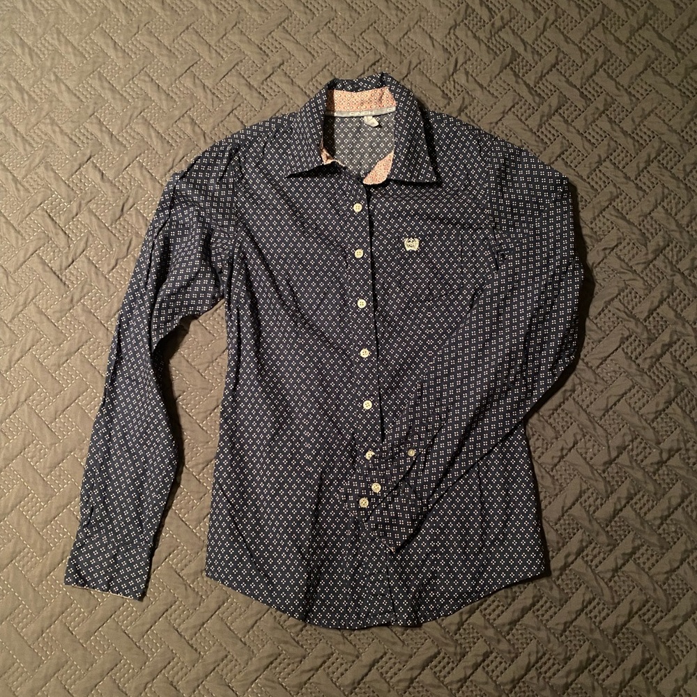 Cinch Floral Blue and Pink Button Down - Small
